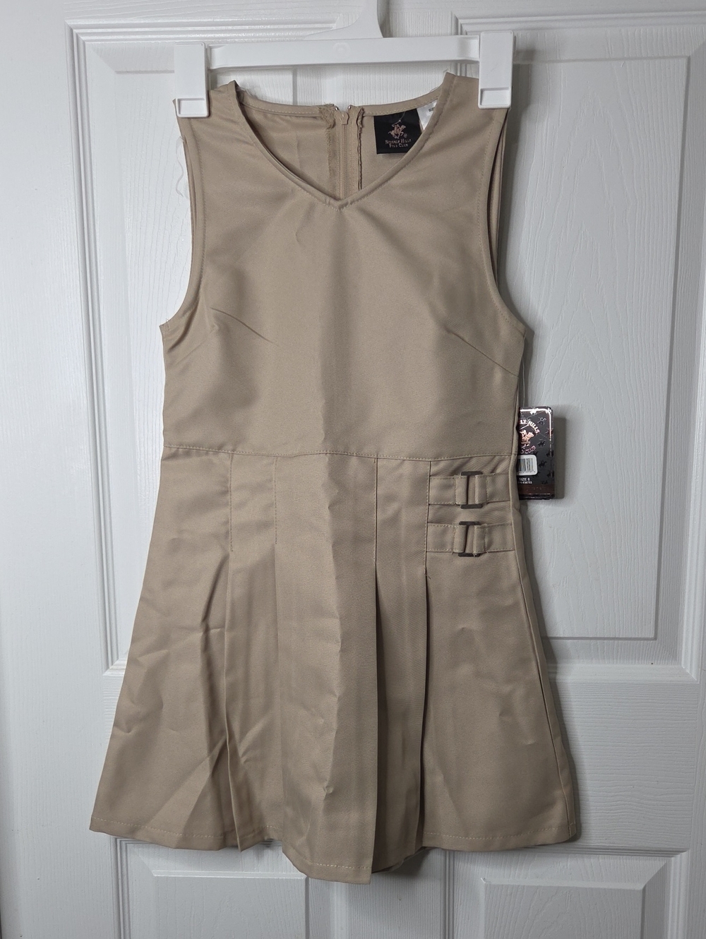 Beverly Hills Polo Club Tan Sleeveless Pleated School Jumper
